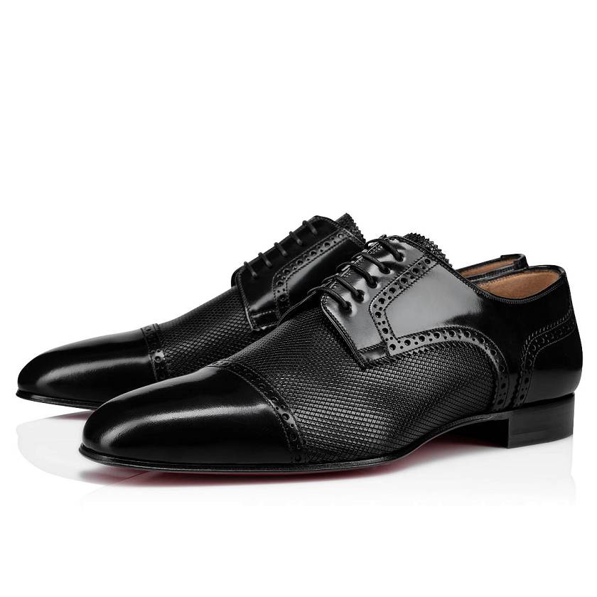 Men's Christian Louboutin Eygeny Leather Derby Shoes - Black [4325-760]